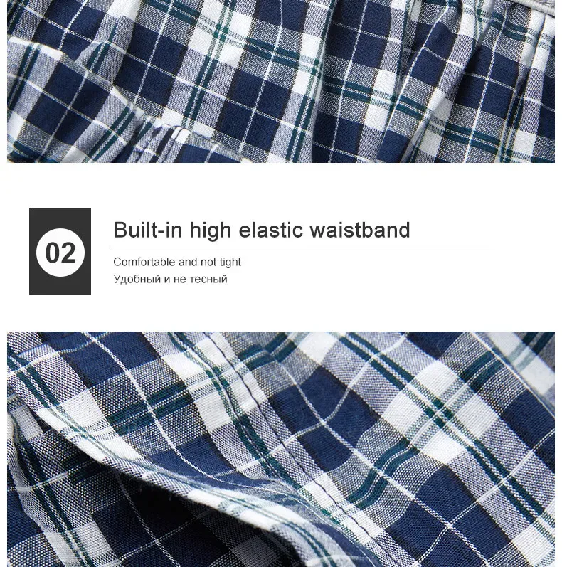 Men's Cotton Plaid Boxer Shorts S-XL, Comfortable Elastic Waistband Button Casual Underwear for Home Wear showcase 17