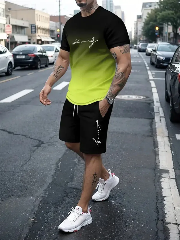 2025 Summer Men's 3D Print T-Shirt & Shorts Set - Loose Fit Fashion Casual Sportswear for Daily Wear showcase 10