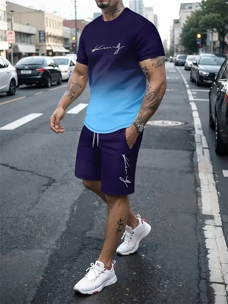 2025 Summer Men's 3D Print T-Shirt & Shorts Set - Loose Fit Fashion Casual Sportswear for Daily Wear showcase 6