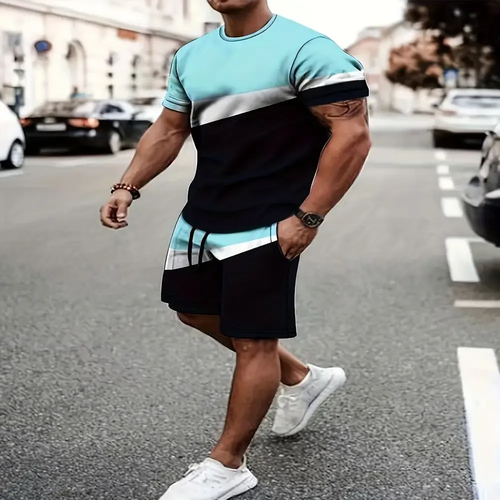 2025 Summer Men's 3D Print T-Shirt & Shorts Set - Loose Fit Fashion Casual Sportswear for Daily Wear thumbnail 6