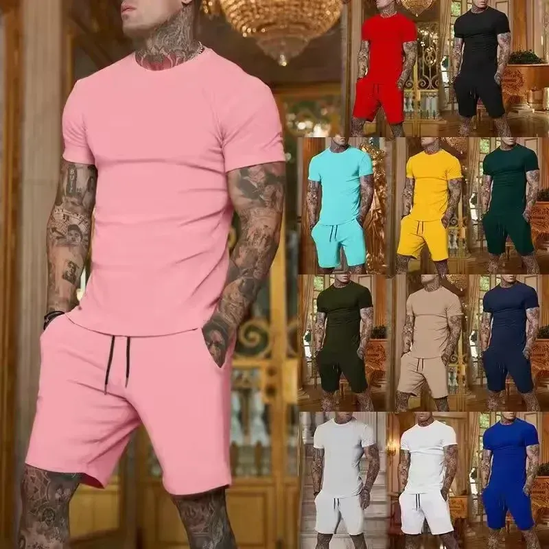 2025 Fashionable Men's Summer Sportswear Set: Breathable T-Shirt & Casual Shorts Two-Piece Outfit for Outdoor Activities thumbnail 1