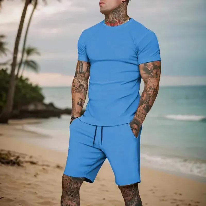 2025 Fashionable Men's Summer Sportswear Set: Breathable T-Shirt & Casual Shorts Two-Piece Outfit for Outdoor Activities showcase 8