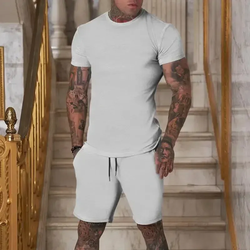 2025 Fashionable Men's Summer Sportswear Set: Breathable T-Shirt & Casual Shorts Two-Piece Outfit for Outdoor Activities showcase 11