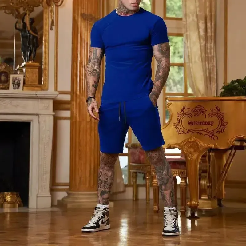 2025 Fashionable Men's Summer Sportswear Set: Breathable T-Shirt & Casual Shorts Two-Piece Outfit for Outdoor Activities showcase 6