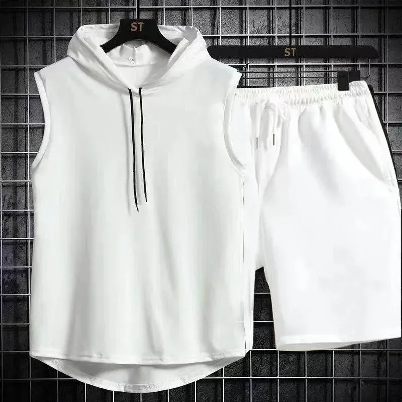 2025 Summer Men's Casual Two-Piece Set: Fashionable Hooded T-Shirt & Sports Shorts Outfit for Active Lifestyles thumbnail 1