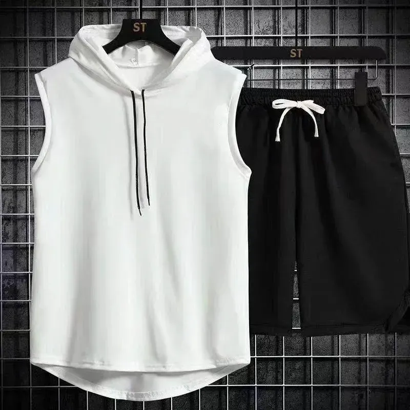 2025 Summer Men's Casual Two-Piece Set: Fashionable Hooded T-Shirt & Sports Shorts Outfit for Active Lifestyles thumbnail 6