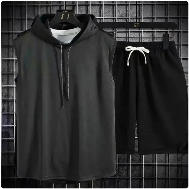 2025 Summer Men's Casual Two-Piece Set: Fashionable Hooded T-Shirt & Sports Shorts Outfit for Active Lifestyles thumbnail 3