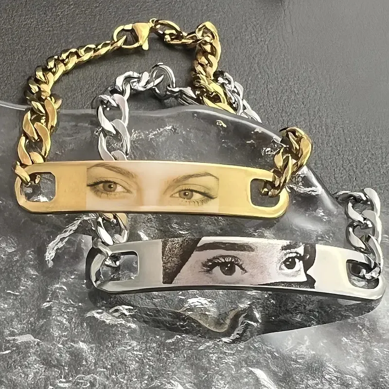 Personalized Couple Bracelets with Custom Eyes Photo Engraving - Stainless Steel Matching Bracelets for Boyfriend, Family, Father - Unique Gift Idea - Image 5
