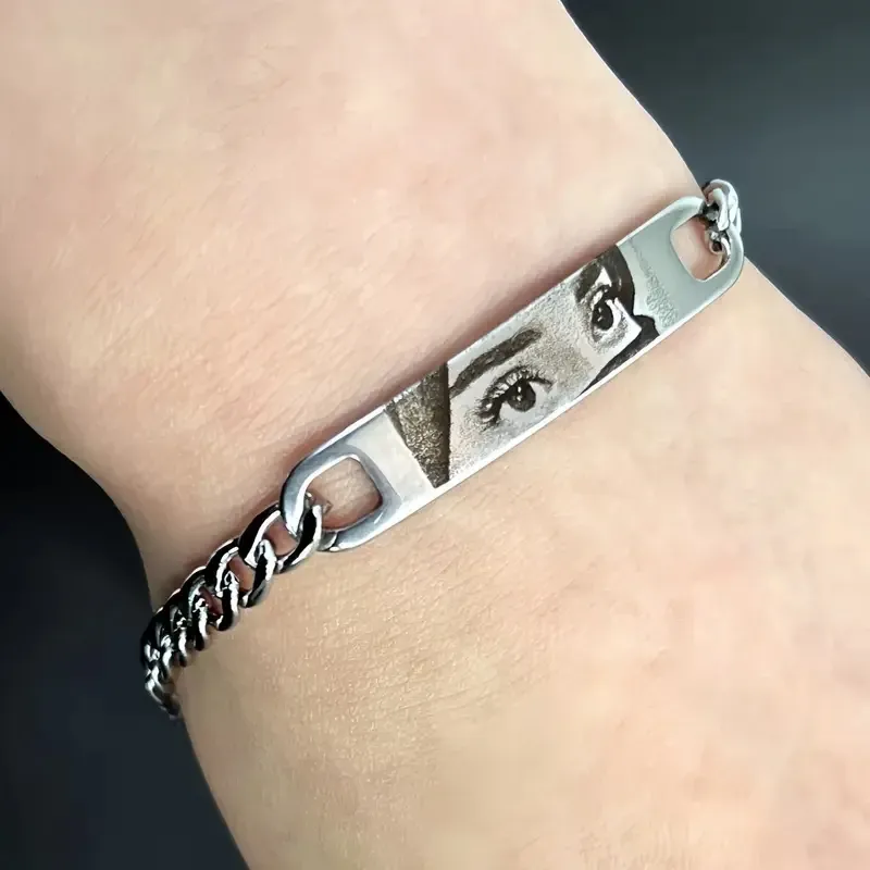 Personalized Couple Bracelets with Custom Eyes Photo Engraving - Stainless Steel Matching Bracelets for Boyfriend, Family, Father - Unique Gift Idea - Image 4