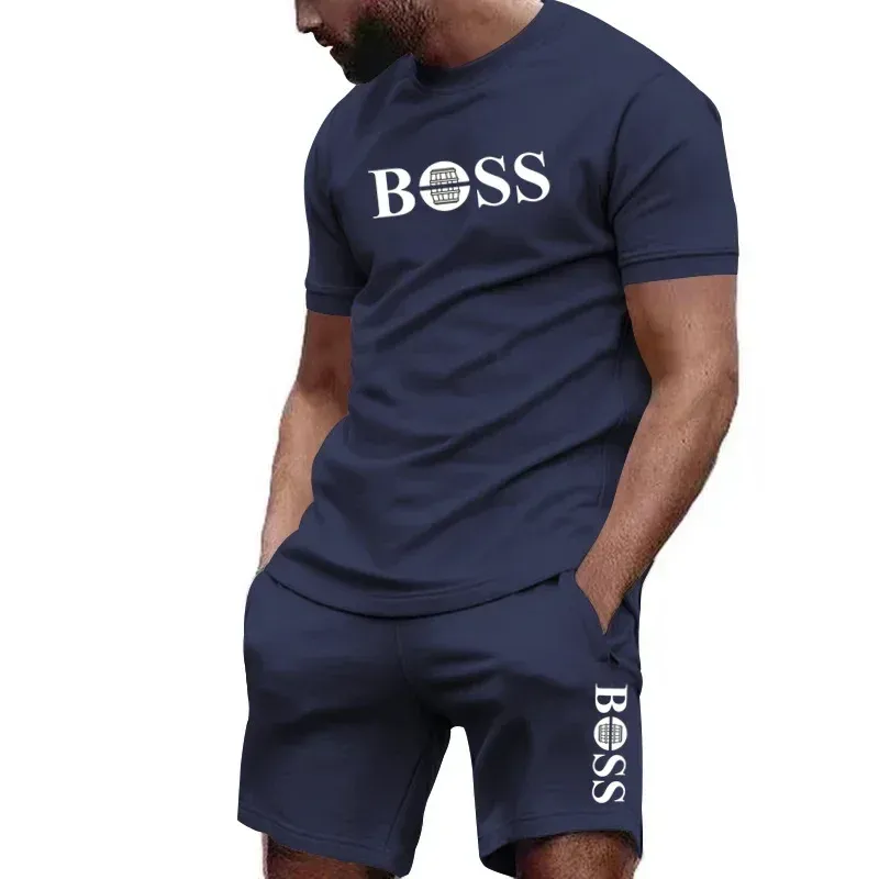 Men's Summer Sportswear Set: Short Sleeve T-Shirt & Athletic Pants for Running, Fitness, and Casual Wear thumbnail 1