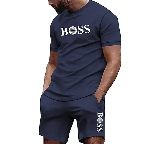 Men's Summer Sportswear Set: Short Sleeve T-Shirt & Athletic Pants for Running, Fitness, and Casual Wear