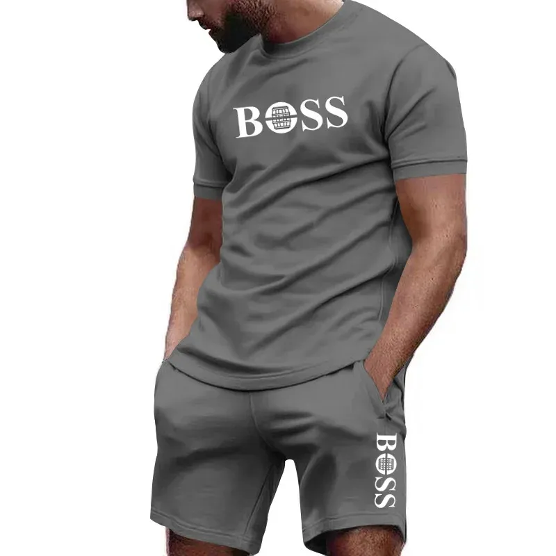 Men's Summer Sportswear Set: Short Sleeve T-Shirt & Athletic Pants for Running, Fitness, and Casual Wear thumbnail 2
