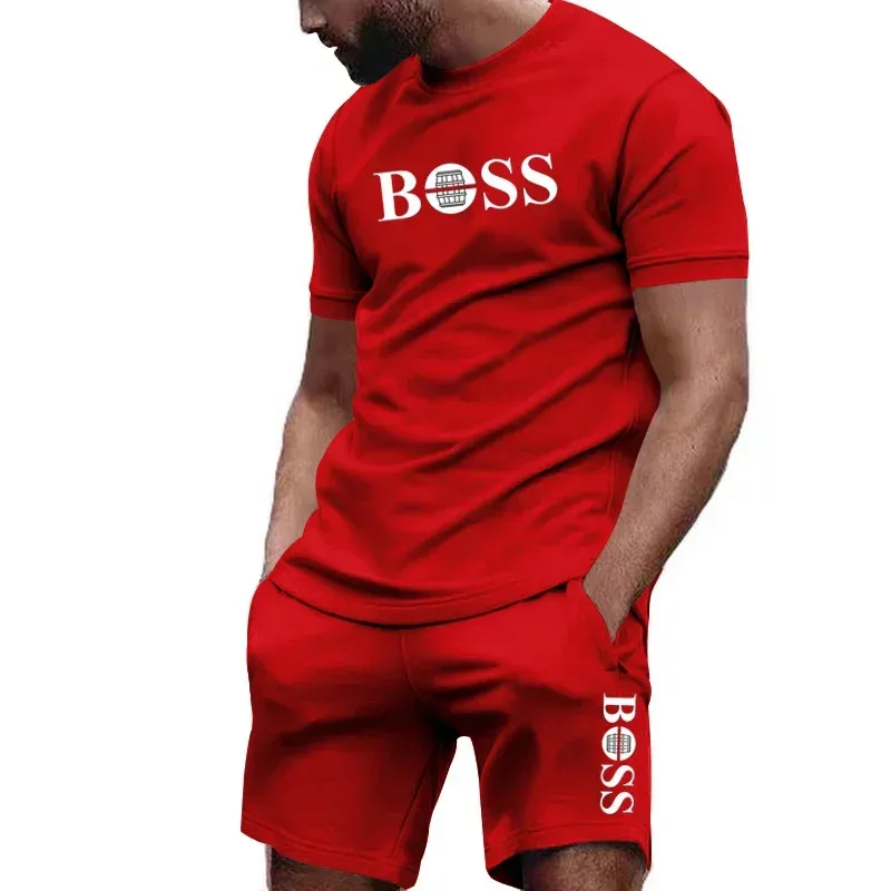 Men's Summer Sportswear Set: Short Sleeve T-Shirt & Athletic Pants for Running, Fitness, and Casual Wear showcase 3