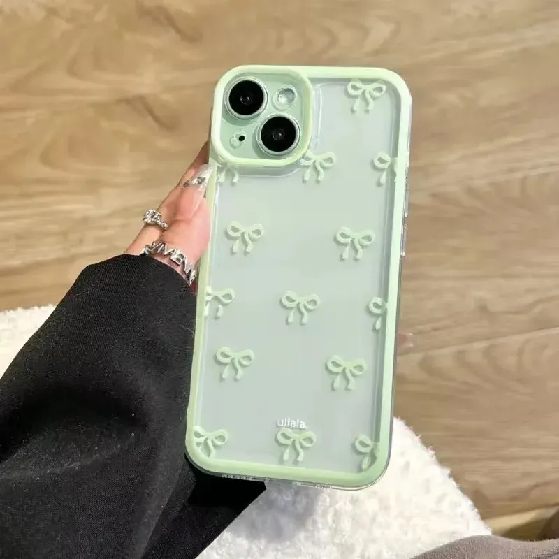 Cute Purple Pink Bow Soft Clear Phone Case for iPhone 15, 14, 13, 12, 11 Pro Max - Enhanced Camera Protection, Shockproof Silicone Cover for Girls & Women showcase 7