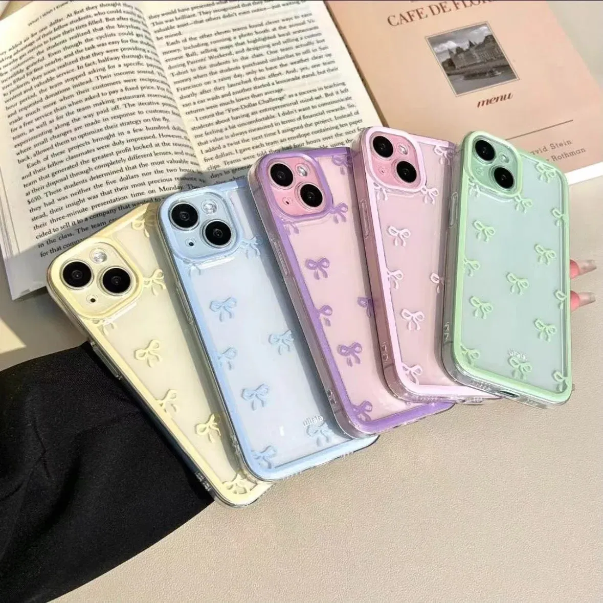 Cute Purple Pink Bow Soft Clear Phone Case for iPhone 15, 14, 13, 12, 11 Pro Max - Enhanced Camera Protection, Shockproof Silicone Cover for Girls & Women showcase 2
