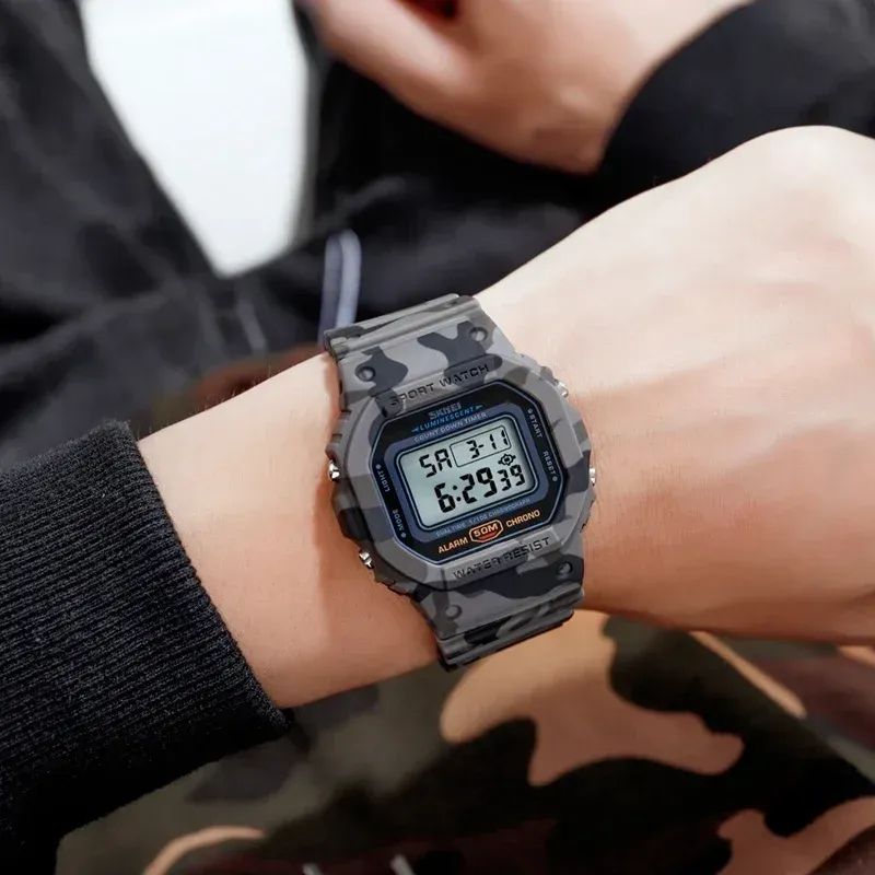 SKMEI 1628 Luxury Digital Men's Watch - Waterproof Sports Electronic Military Style with Dual Time, Chrono, Alarm, LED Light, and Countdown - Ideal for Active Lifestyles thumbnail 4