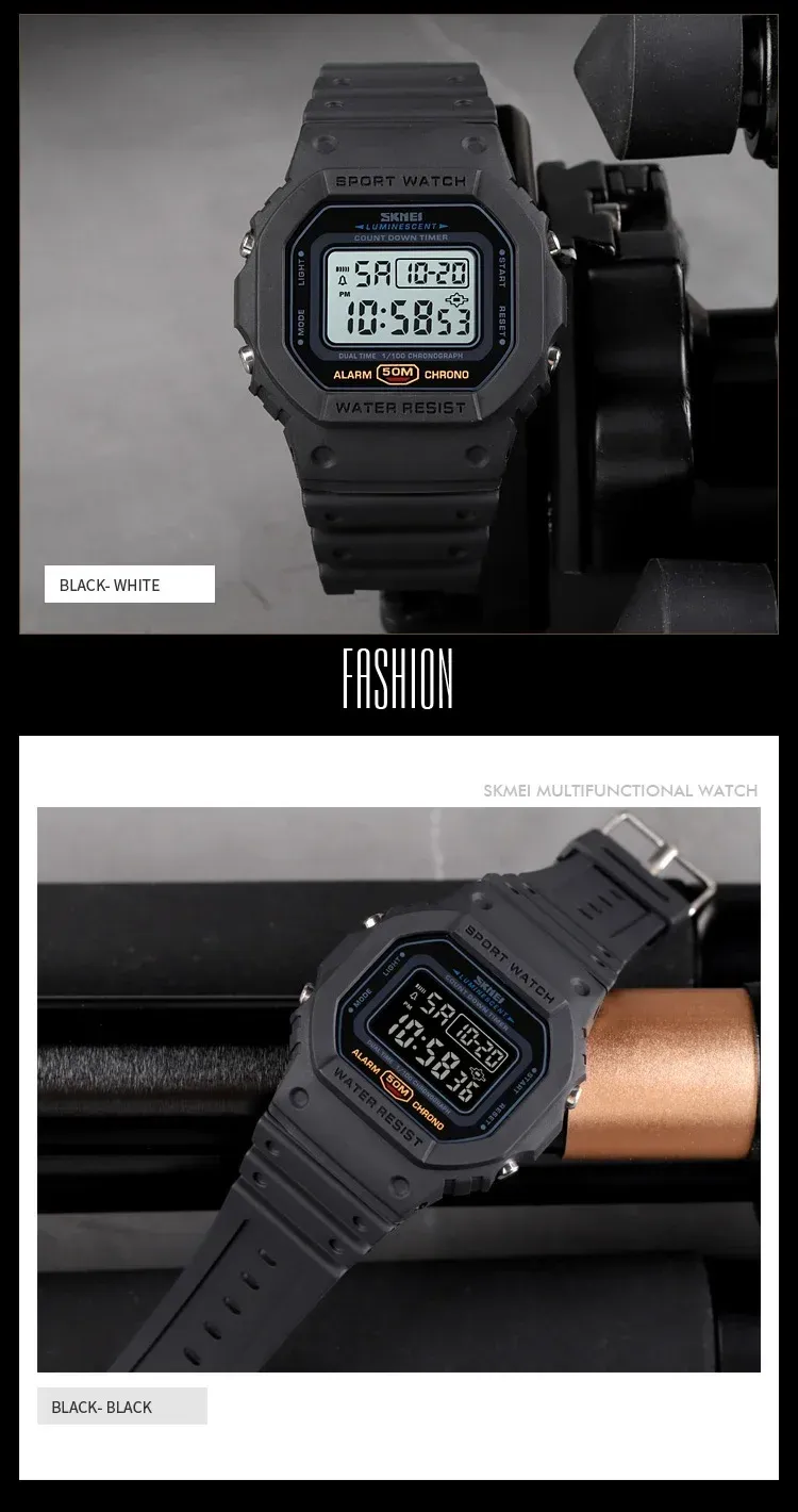 SKMEI 1628 Luxury Digital Men's Watch - Waterproof Sports Electronic Military Style with Dual Time, Chrono, Alarm, LED Light, and Countdown - Ideal for Active Lifestyles showcase 15