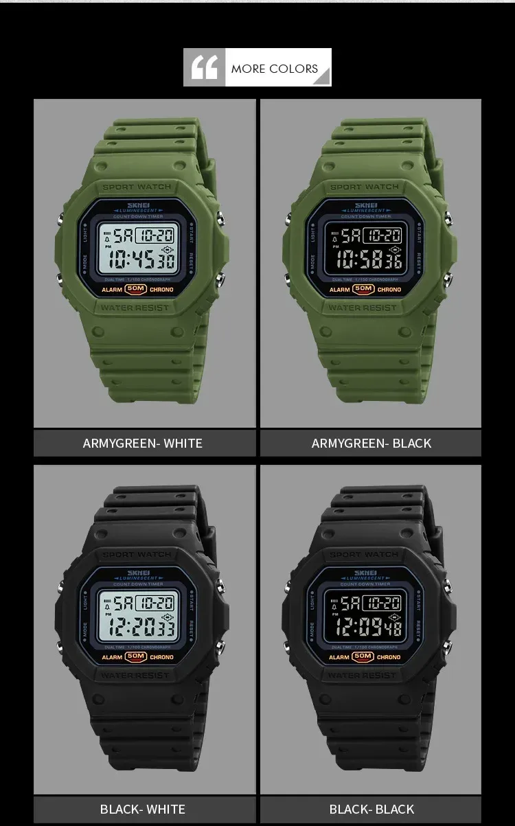 SKMEI 1628 Luxury Digital Men's Watch - Waterproof Sports Electronic Military Style with Dual Time, Chrono, Alarm, LED Light, and Countdown - Ideal for Active Lifestyles showcase 4