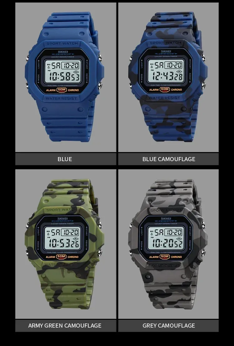 SKMEI 1628 Luxury Digital Men's Watch - Waterproof Sports Electronic Military Style with Dual Time, Chrono, Alarm, LED Light, and Countdown - Ideal for Active Lifestyles showcase 5