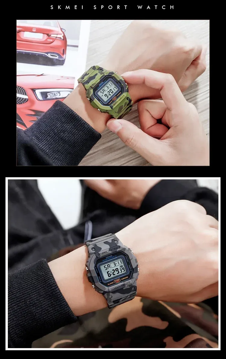 SKMEI 1628 Luxury Digital Men's Watch - Waterproof Sports Electronic Military Style with Dual Time, Chrono, Alarm, LED Light, and Countdown - Ideal for Active Lifestyles showcase 21