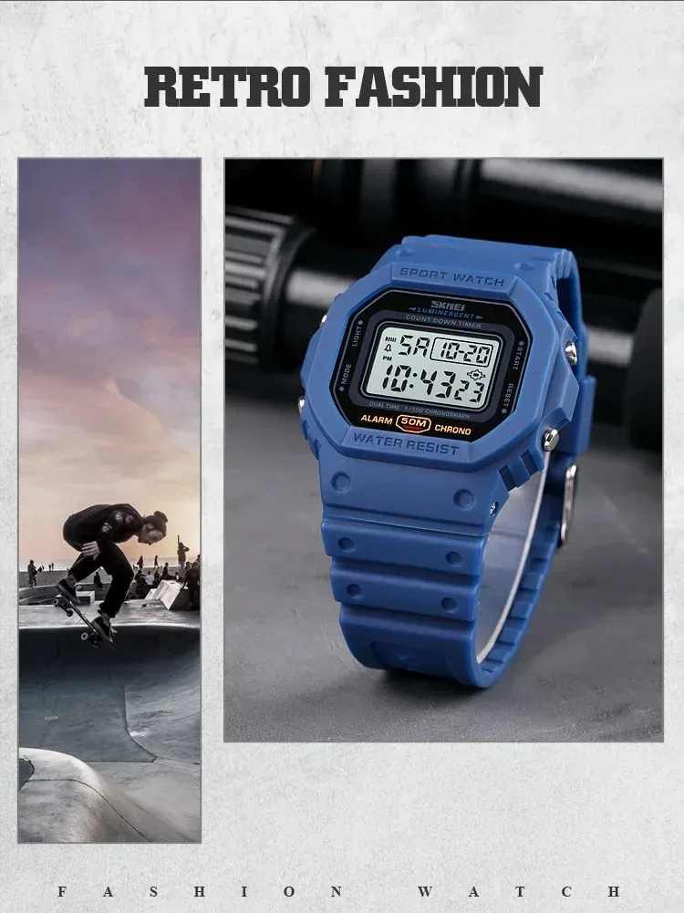 SKMEI 1628 Luxury Digital Men's Watch - Waterproof Sports Electronic Military Style with Dual Time, Chrono, Alarm, LED Light, and Countdown - Ideal for Active Lifestyles showcase 3