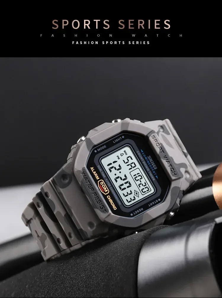 SKMEI 1628 Luxury Digital Men's Watch - Waterproof Sports Electronic Military Style with Dual Time, Chrono, Alarm, LED Light, and Countdown - Ideal for Active Lifestyles showcase 7