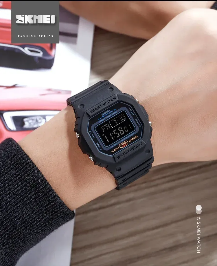SKMEI 1628 Luxury Digital Men's Watch - Waterproof Sports Electronic Military Style with Dual Time, Chrono, Alarm, LED Light, and Countdown - Ideal for Active Lifestyles showcase 6
