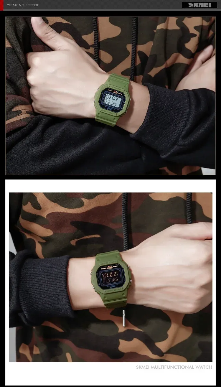SKMEI 1628 Luxury Digital Men's Watch - Waterproof Sports Electronic Military Style with Dual Time, Chrono, Alarm, LED Light, and Countdown - Ideal for Active Lifestyles showcase 18