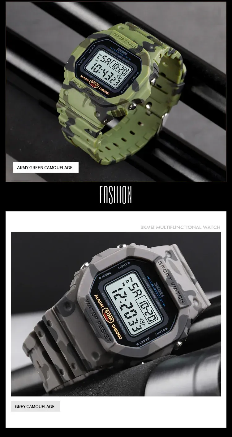 SKMEI 1628 Luxury Digital Men's Watch - Waterproof Sports Electronic Military Style with Dual Time, Chrono, Alarm, LED Light, and Countdown - Ideal for Active Lifestyles showcase 17