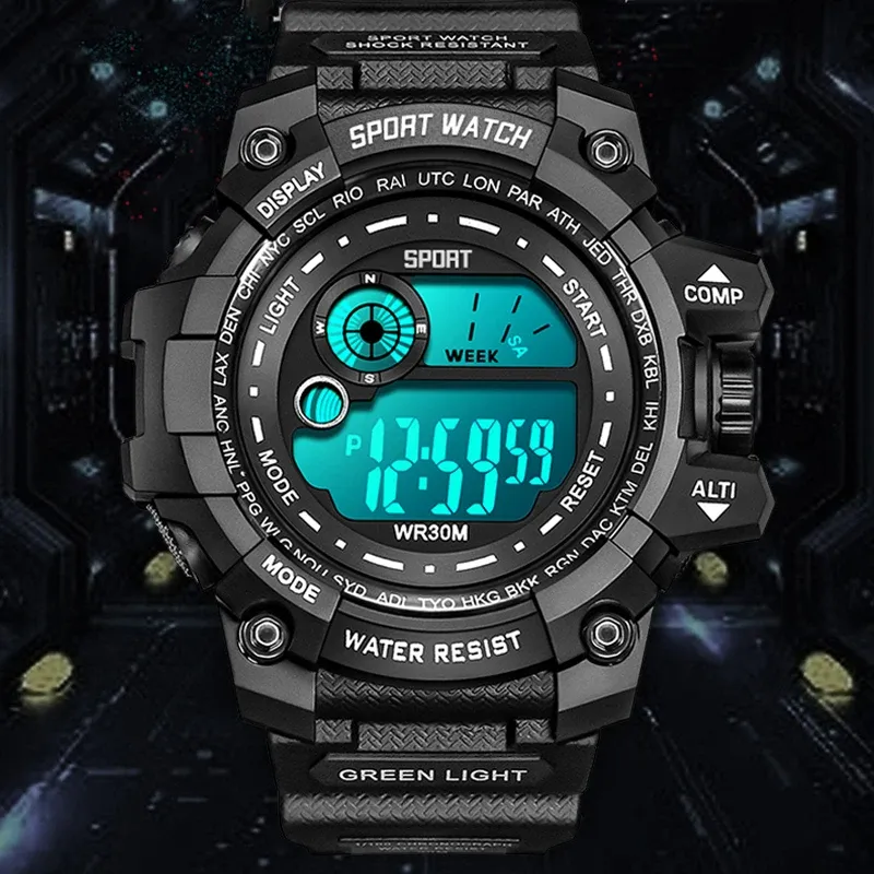 Men's LED Digital Sports Watch - Luminous, Waterproof, Military Style, Date Display, Fashionable Army Clock for Outdoor & Casual Wear thumbnail 4