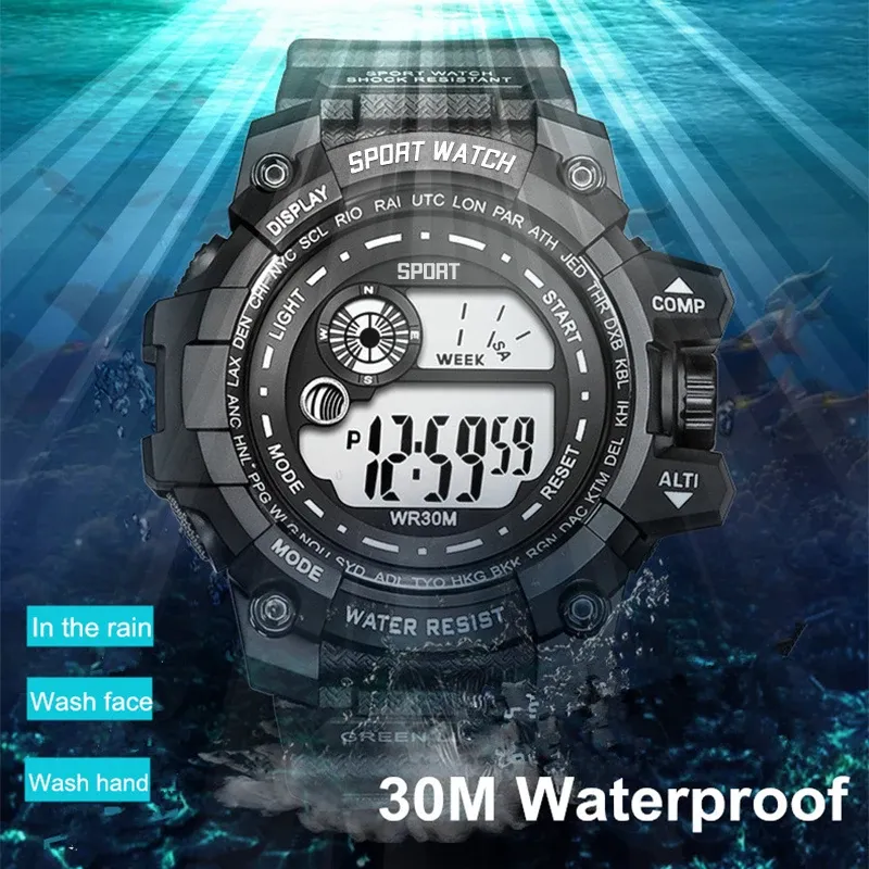 Men's LED Digital Sports Watch - Luminous, Waterproof, Military Style, Date Display, Fashionable Army Clock for Outdoor & Casual Wear thumbnail 6