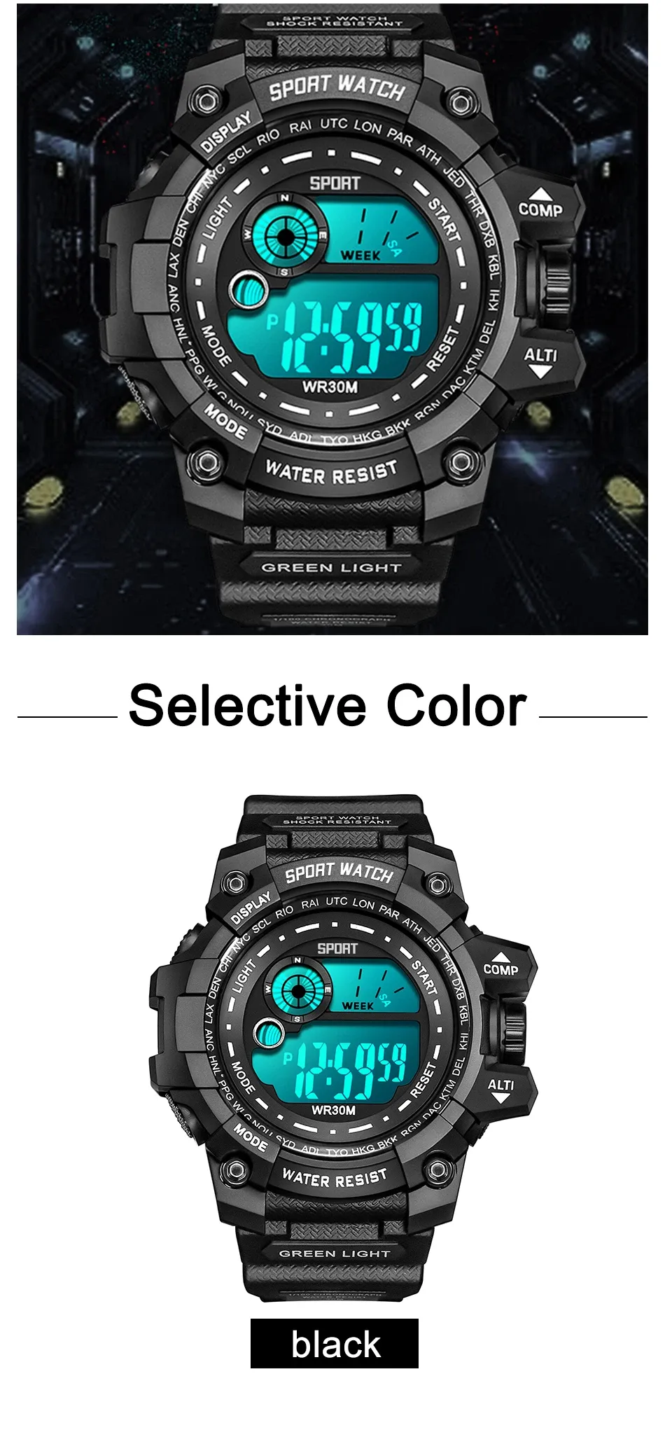 Men's LED Digital Sports Watch - Luminous, Waterproof, Military Style, Date Display, Fashionable Army Clock for Outdoor & Casual Wear showcase 5