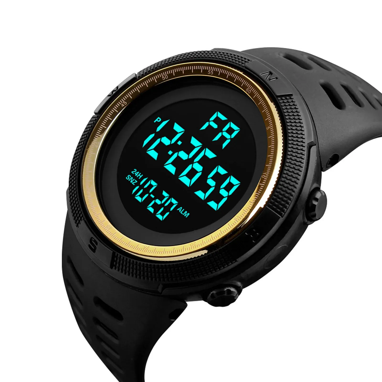 Men's Digital Sports Watch Waterproof Casual Luminous Stopwatch Alarm Simple Army Style Watch for Running, Climbing, Fishing - Large Dial, 10M Water Resistance, Resin Band thumbnail 4