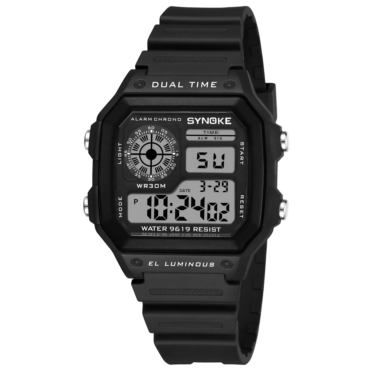 SYNOKE Men's Military Digital Watch: Waterproof Sports Chronograph with Luminous Display, Alarm, Date, and Durable Rubber Strap - Ideal for Outdoor Adventures thumbnail 6