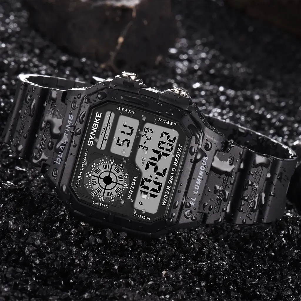 SYNOKE Men's Military Digital Watch: Waterproof Sports Chronograph with Luminous Display, Alarm, Date, and Durable Rubber Strap - Ideal for Outdoor Adventures thumbnail 5