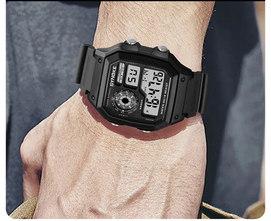 SYNOKE Men's Military Digital Watch: Waterproof Sports Chronograph with Luminous Display, Alarm, Date, and Durable Rubber Strap - Ideal for Outdoor Adventures showcase 6