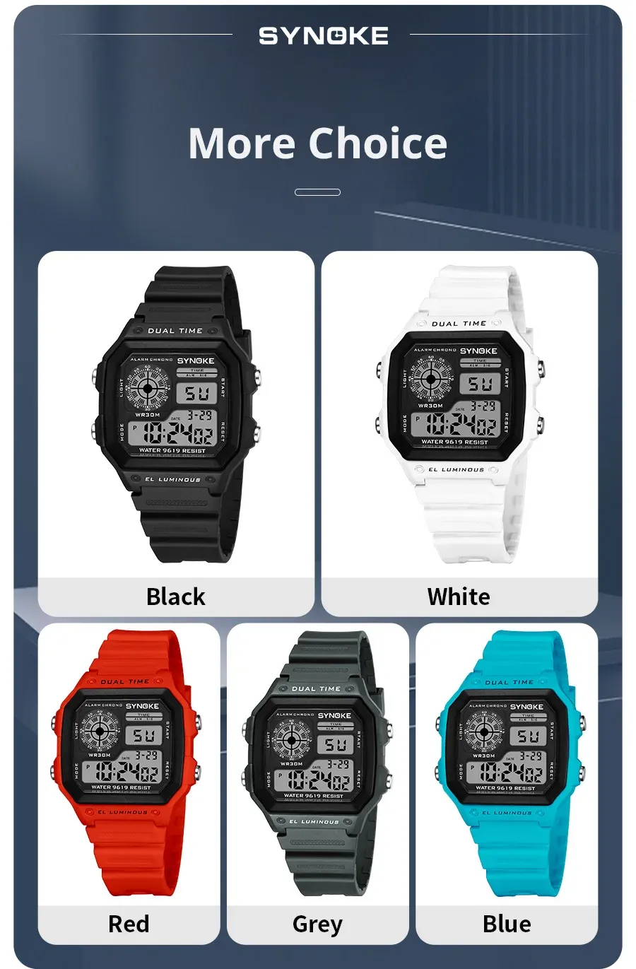 SYNOKE Men's Military Digital Watch: Waterproof Sports Chronograph with Luminous Display, Alarm, Date, and Durable Rubber Strap - Ideal for Outdoor Adventures showcase 12