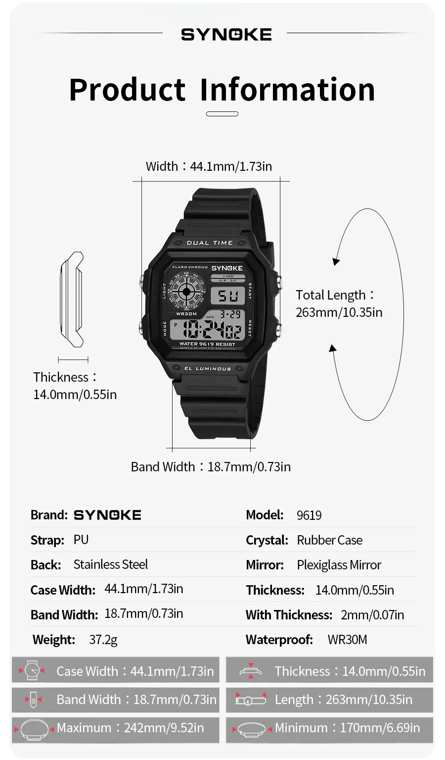 SYNOKE Men's Military Digital Watch: Waterproof Sports Chronograph with Luminous Display, Alarm, Date, and Durable Rubber Strap - Ideal for Outdoor Adventures showcase 2