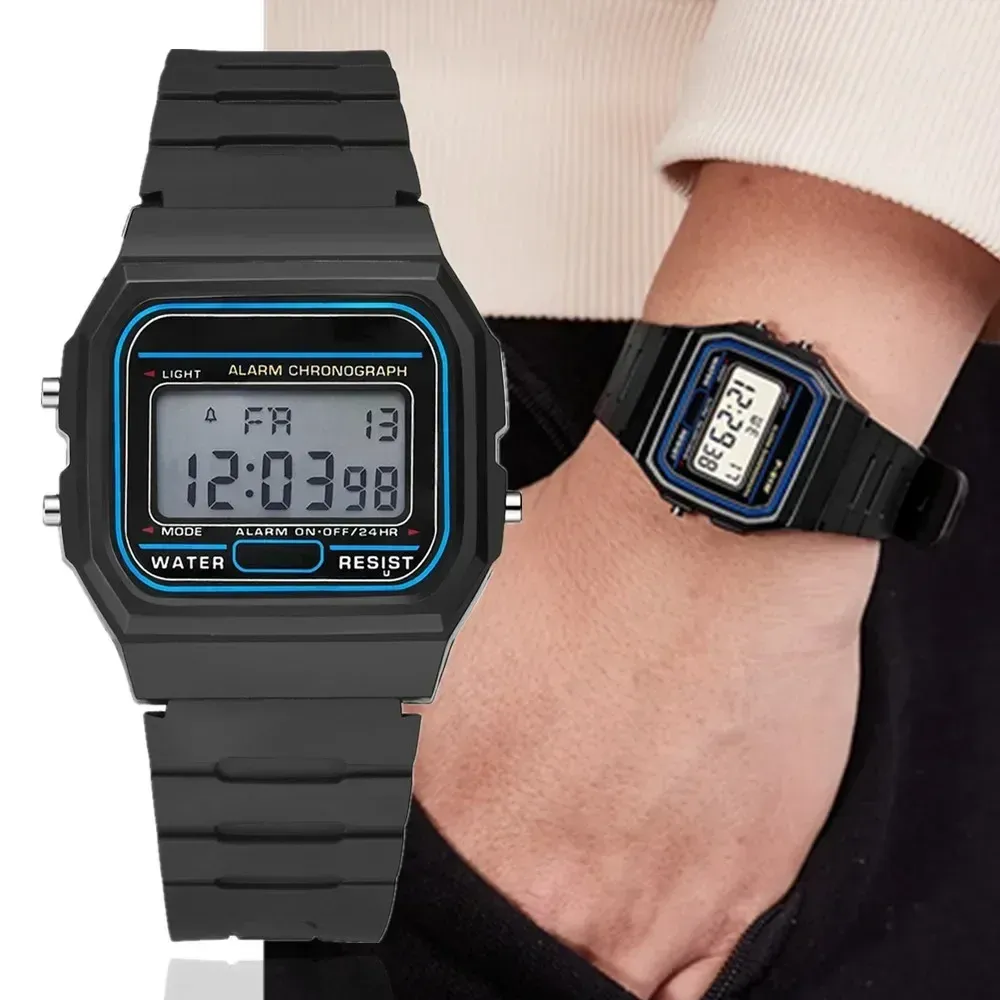 Men's Fashion Square LED Sports Watch Casual Silicone Strap Digital Wristwatch Minimalist Electronic Timepiece showcase 3
