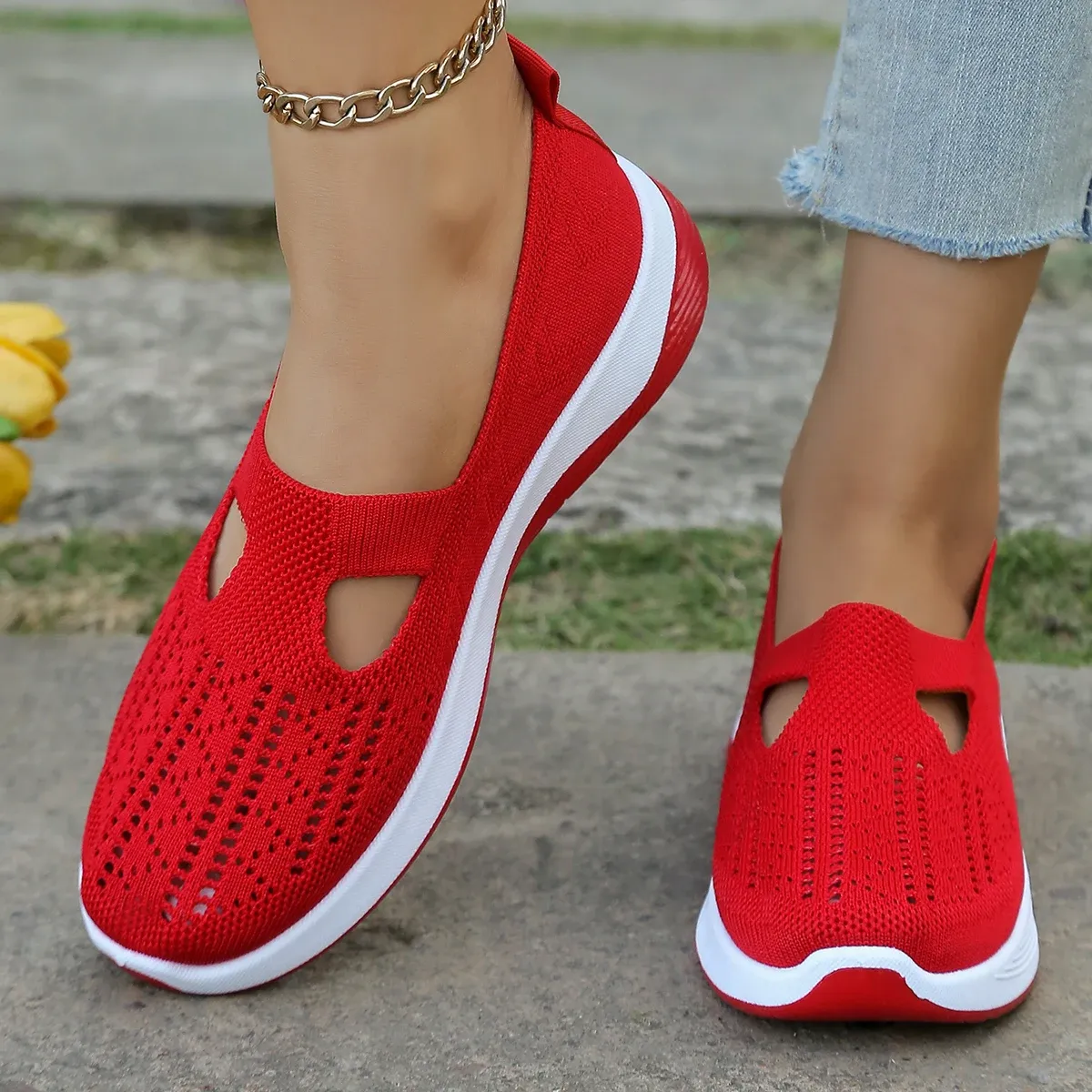 Women's Casual Summer Sneakers - Lightweight Breathable Flat Shoes for All Seasons, Simple Fashionable Design, Comfortable Walking Shoes for Everyday Wear thumbnail 4