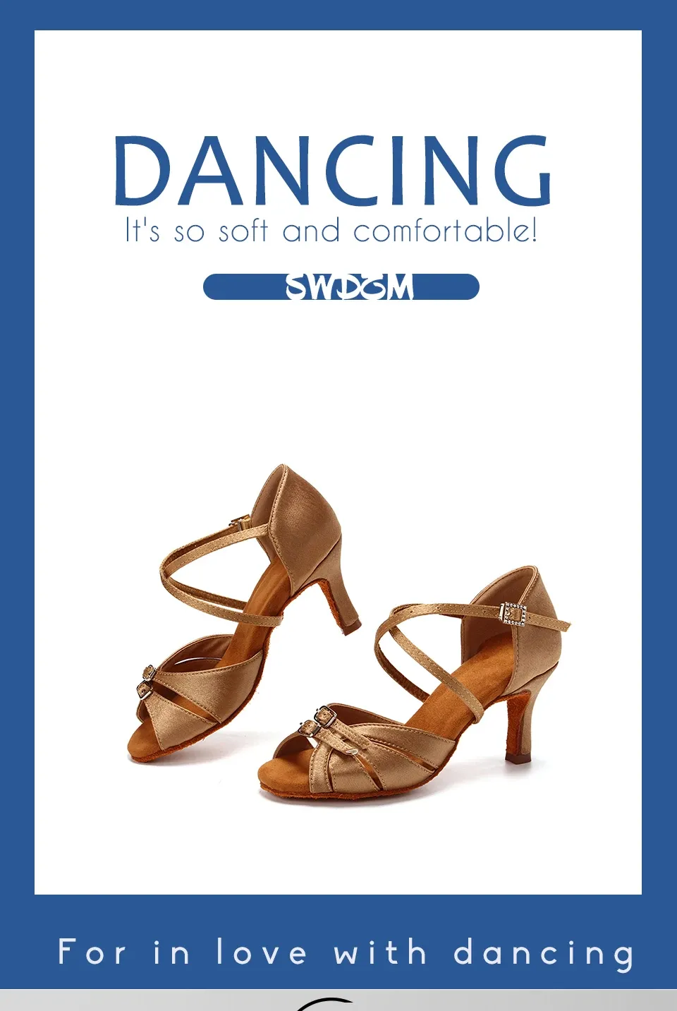 Women's Ballroom Latin Dance Shoes - Adjustable High Heel Salsa Tango Pole Dance Shoes for Girls & Ladies, Suede Soft Sole with Rhinestone Buckle showcase 1