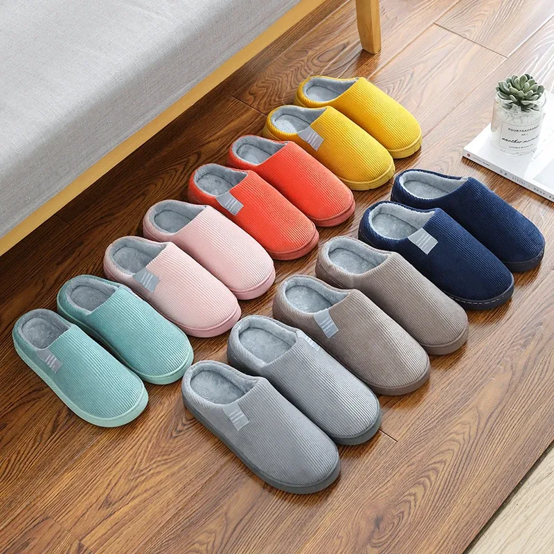 Thick Sole Plush Cotton Slippers for Men & Women - Warm, Fluffy Indoor/Outdoor Household Shoes with High Heel Comfort - Winter Cozy Footwear thumbnail 1