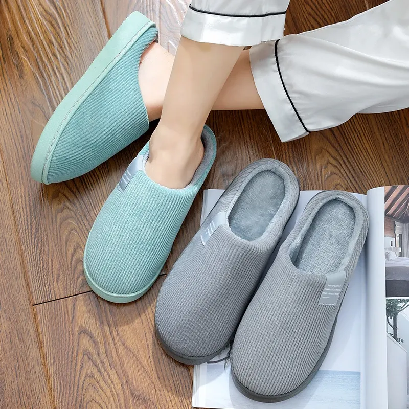 Thick Sole Plush Cotton Slippers for Men & Women - Warm, Fluffy Indoor/Outdoor Household Shoes with High Heel Comfort - Winter Cozy Footwear thumbnail 2
