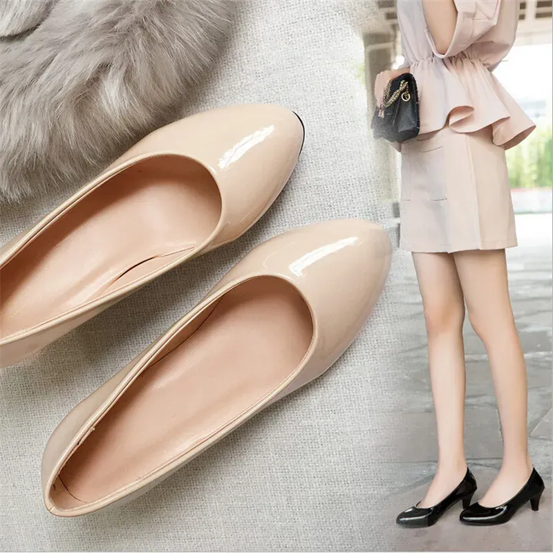 Women's Sexy Nude & White Medium Heel Pumps - Elegant Office & Party Shoes for Ladies thumbnail 3