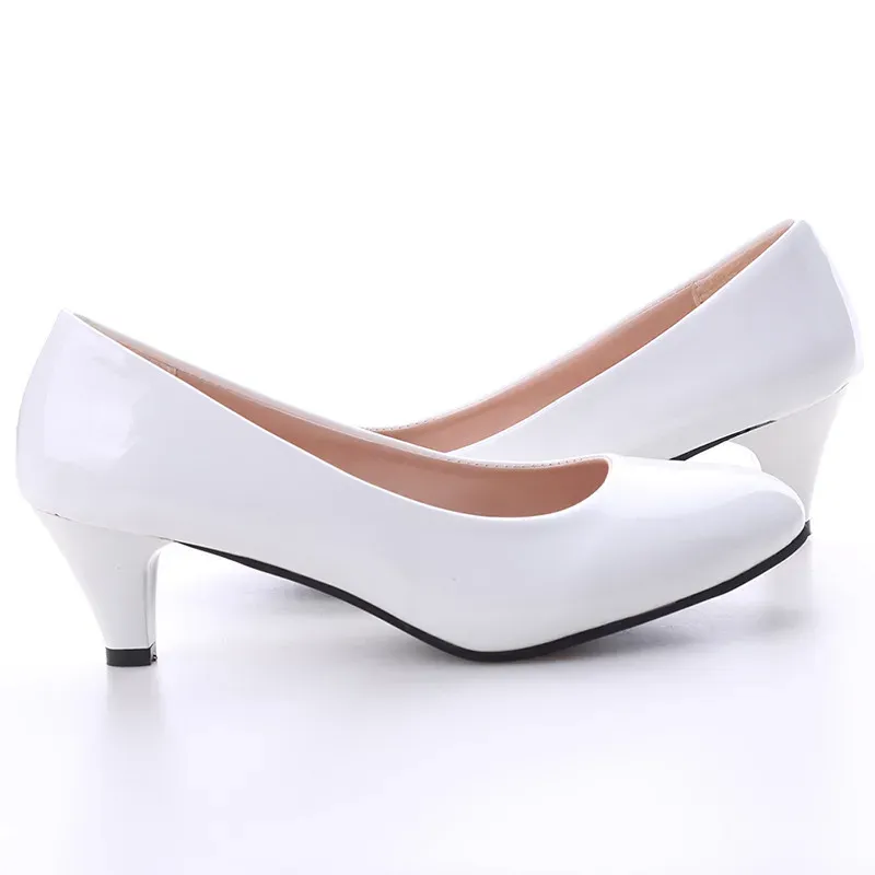 Women's Sexy Nude & White Medium Heel Pumps - Elegant Office & Party Shoes for Ladies showcase 10