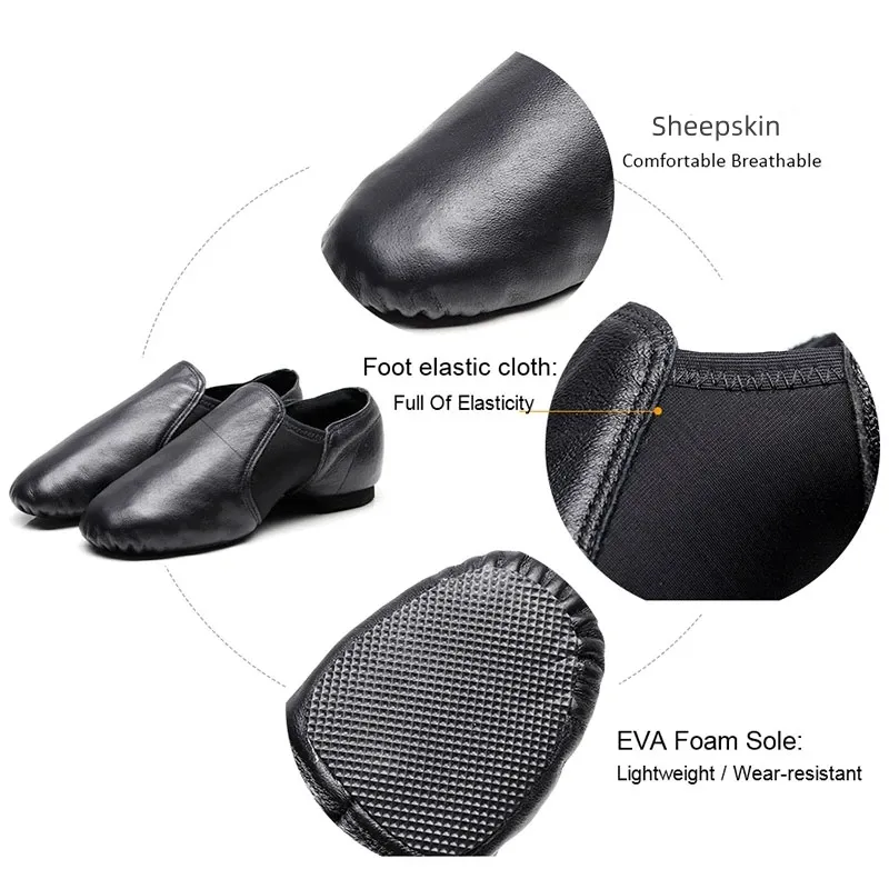 Genuine Leather Jazz Dance Shoes for Girls & Adults - Anti-Slip Sole, High Quality, Available in Brown & Black thumbnail 3