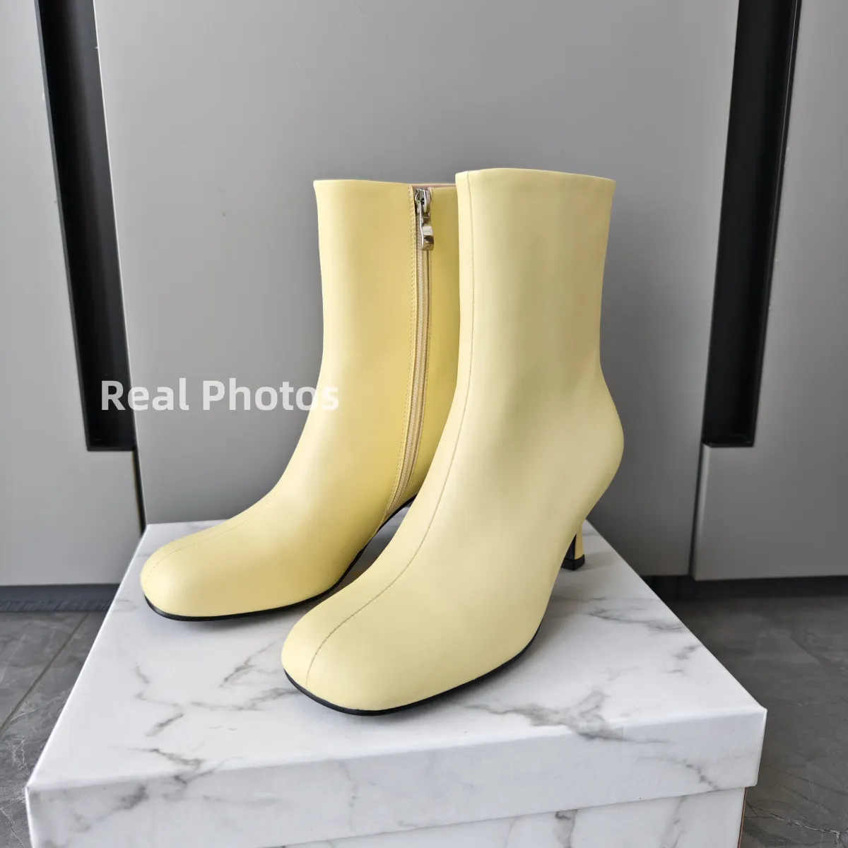 FEDONAS Women's Genuine Leather Ankle Boots - Elegant Round Toe High Heels for Autumn/Winter Comfort showcase 14