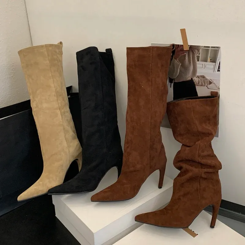 Aneikeh Women's Fashion Pointed Toe Knee-High Boots - Stylish Thin Heel Winter Shoes for a Chic Punk Look thumbnail 6