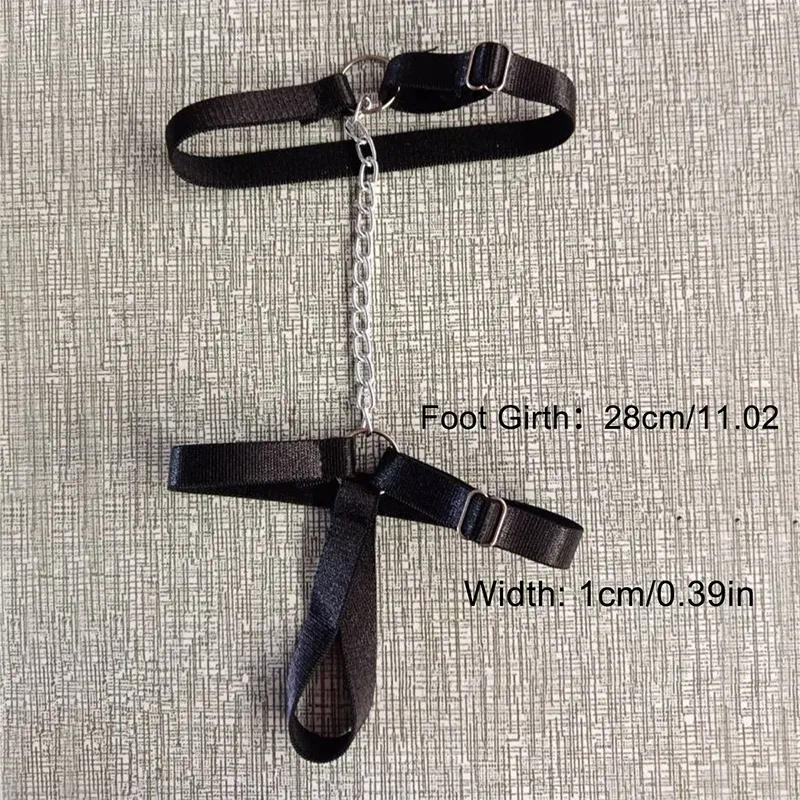 Gothic Black Elastic Bandage Anklet Bracelet for Women - Adjustable Thigh Harness for High Heels, Prom, Summer Barefoot Sandals, and Cosplay Outfits showcase 3