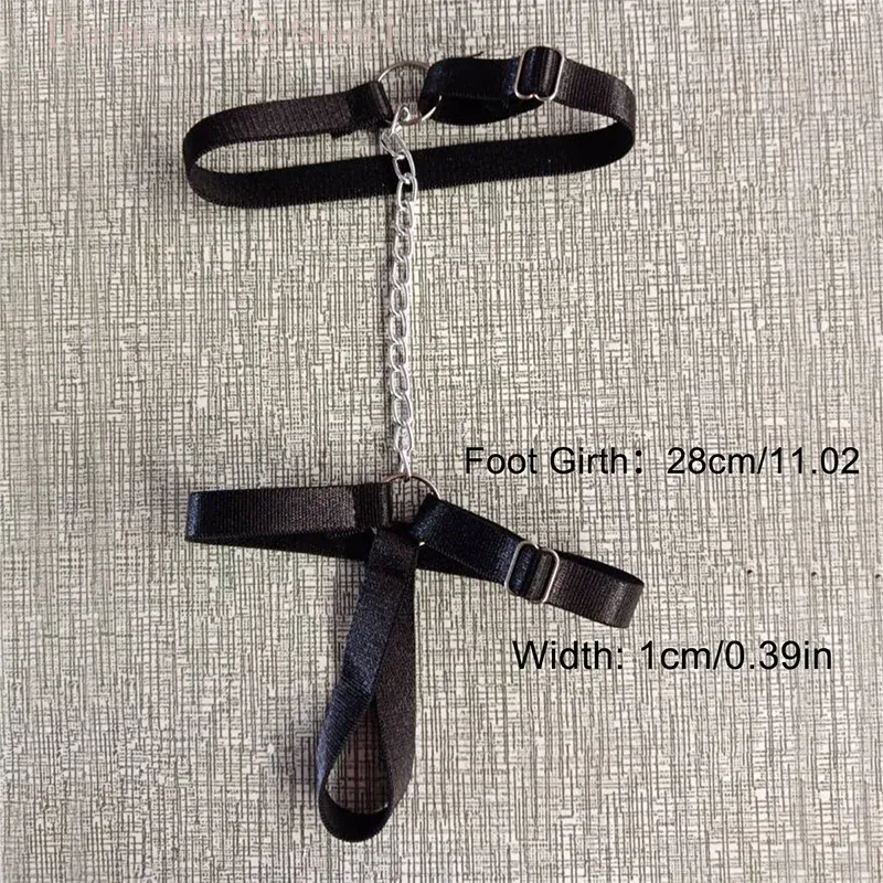 Gothic Black Elastic Bandage Anklet Bracelet for Women - Adjustable Thigh Harness for High Heels, Prom, Summer Barefoot Sandals, and Cosplay Outfits thumbnail 3